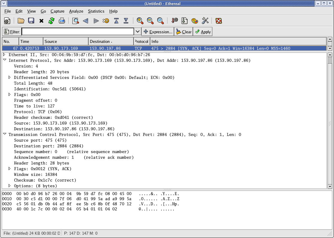 Ethereal TCP packet