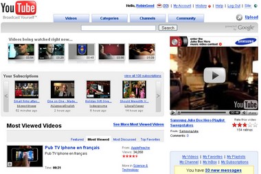 Youtube Home Page