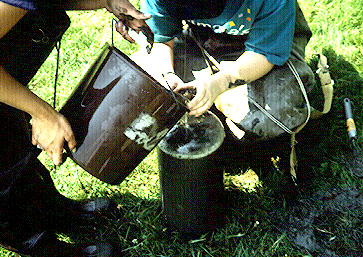 Figure 3. Here the students are building a column in a 20 L carboy.